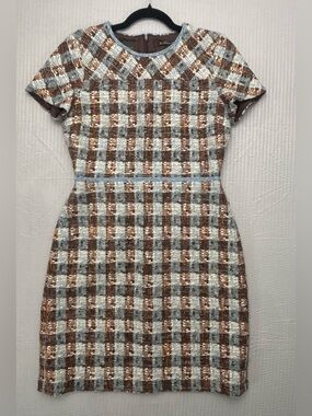 Brooks Brothers Lanificio Campore Wool Plaid Tweed Dress size 8  0065